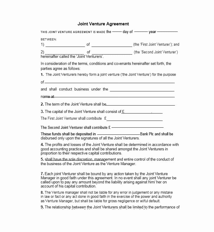 Joint Venture Agreement Template Fresh 53 Simple Joint Venture Agreement Templates [pdf Doc]