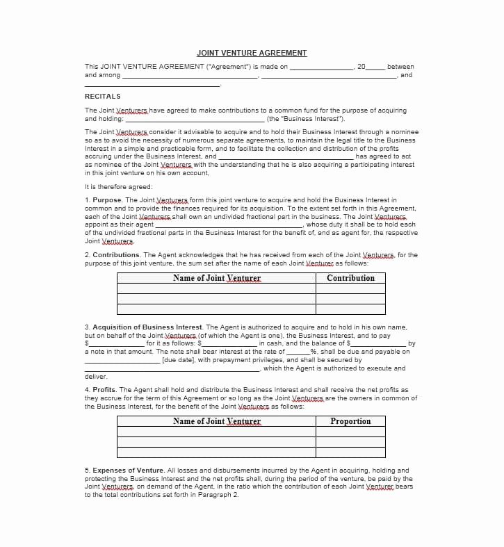 Joint Venture Agreement Template Inspirational 53 Simple Joint Venture Agreement Templates [pdf Doc]