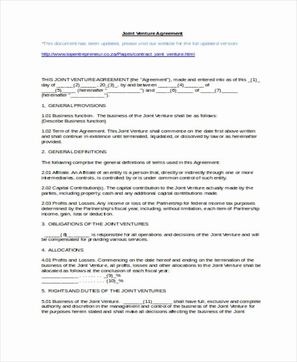 Joint Venture Agreement Template Lovely 7 Joint Venture Agreement form Samples Free Sample