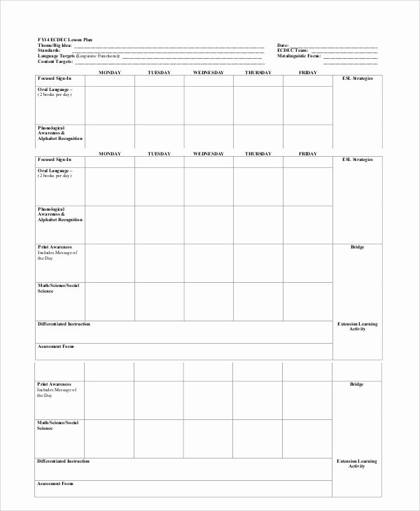 Kindergarten Lesson Plan Template Awesome Printable Lesson Plan 7 Free Word Pdf Documents