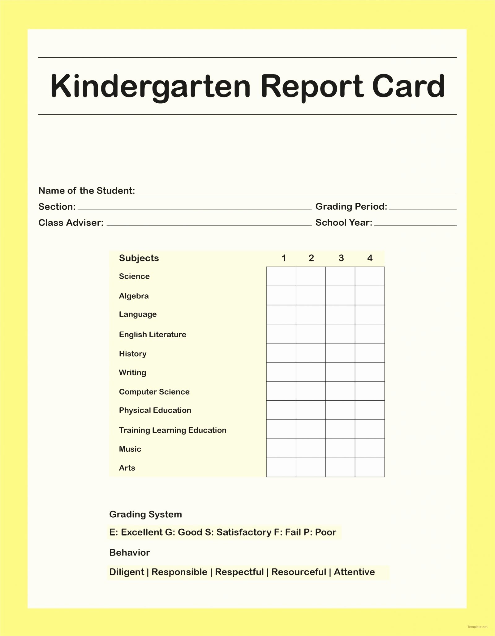 Kindergarten Progress Report Template Elegant Kindergarten Report Card Template