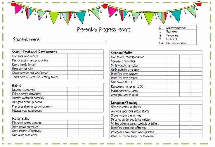 Kindergarten Progress Report Template Fresh Progress Reports Daycare Ideas