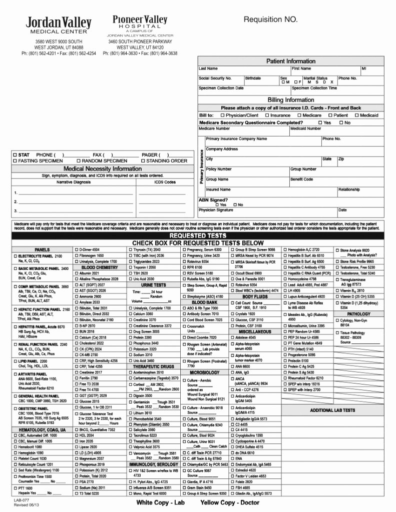 Lab Requisition form Template Elegant Labcorp Supplies Reverse Search