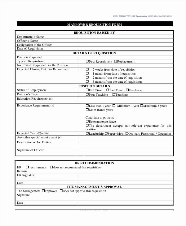 Lab Requisition form Template Fresh Requisition form Example