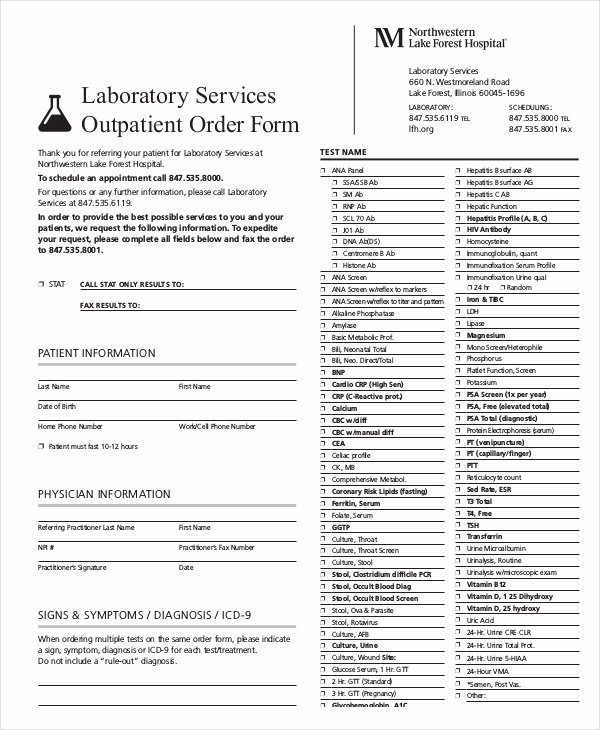 Lab Requisition form Template Unique Lab order Template Lab Requisition form Blood Tests