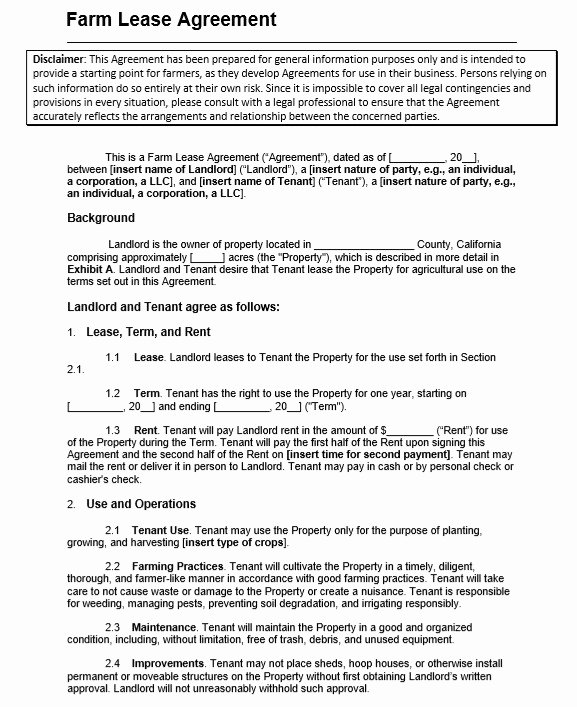 Land Lease Agreement Template Awesome 12 Free Sample Professional Farm Land Lease Agreement