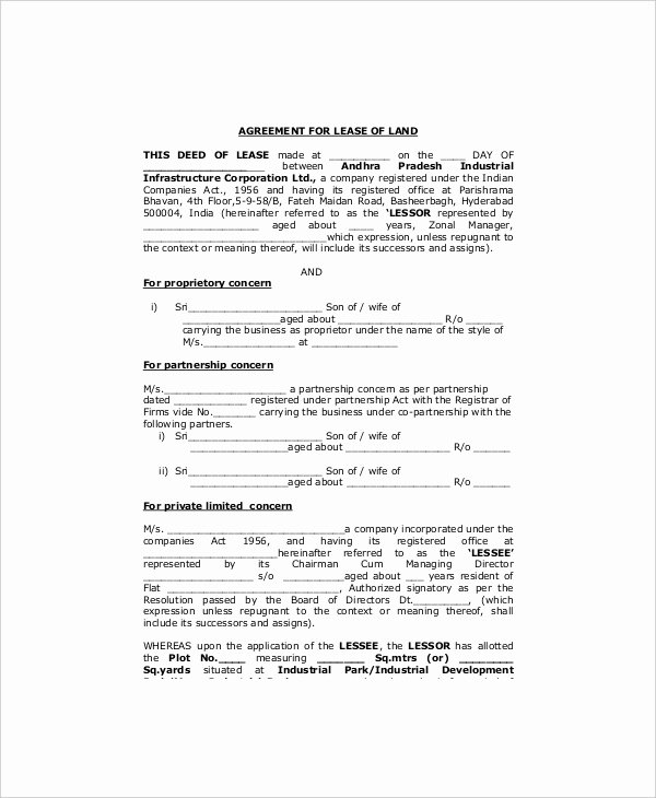 Land Lease Agreement Template Beautiful Land Lease Template 7 Free Word Pdf Documents Download