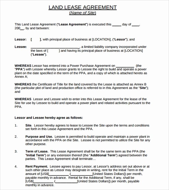 Land Lease Agreement Template Fresh 10 Land Lease Agreement Templates