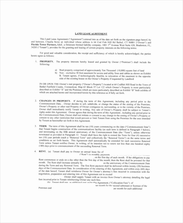 Land Lease Agreement Template Fresh Land Lease Template 7 Free Word Pdf Documents Download