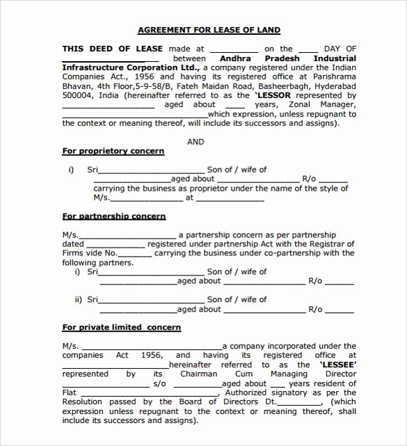 Land Lease Agreement Template Unique 10 Land Lease Agreement Templates