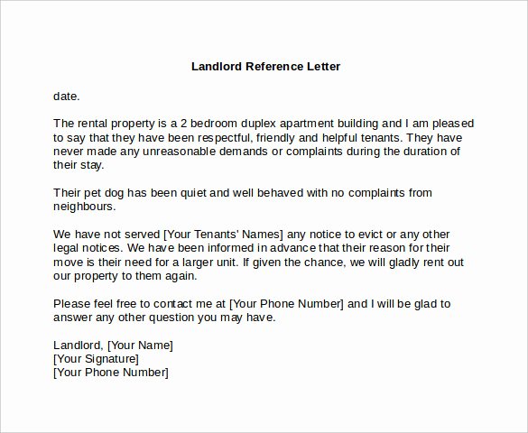 Landlord Reference Letter Template Luxury Landlord Reference Letter 6 Download Free Documents In