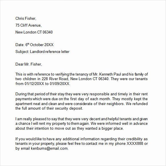 Landlord Reference Letter Template Unique 9 Landlord Reference Letter Templates to Download for Free