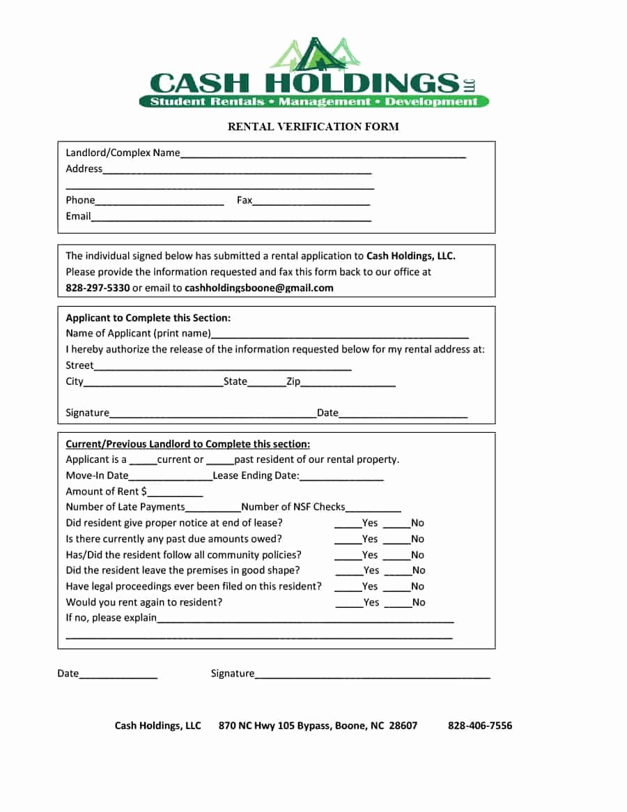 Landlord Verification form Template Awesome 29 Rental Verification forms for Landlord or Tenant