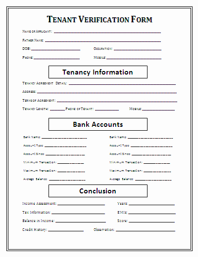 Landlord Verification form Template Elegant Tenant Verification form