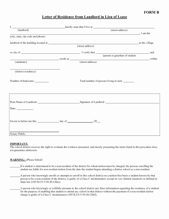 Landlord Verification form Template Lovely Proof Of Residency Letter Template south Africa – 2019