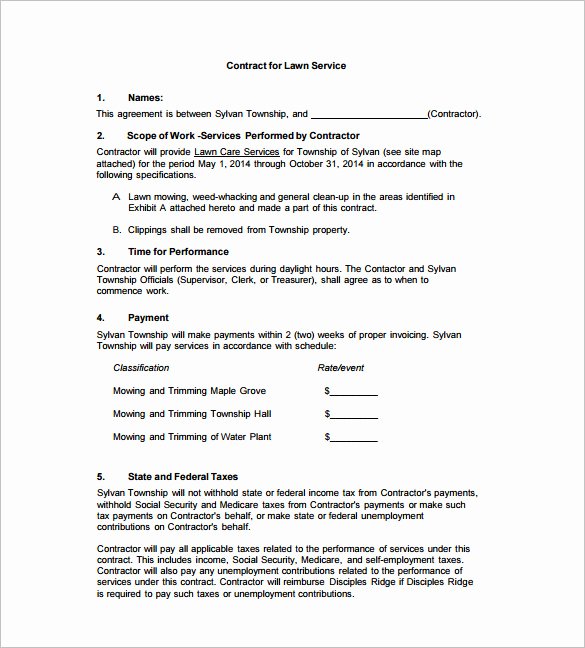 Landscape Installation Contract Template Beautiful 9 Lawn Service Contract Templates – Free Word Pdf
