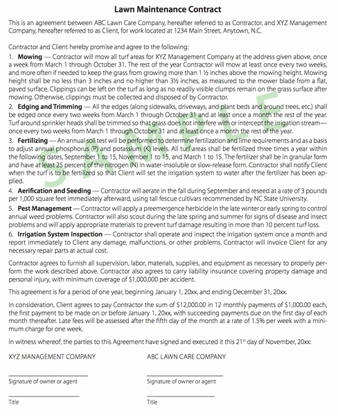 Landscape Maintenance Contract Template New Tips On Writing Turf Contracts and Landscape
