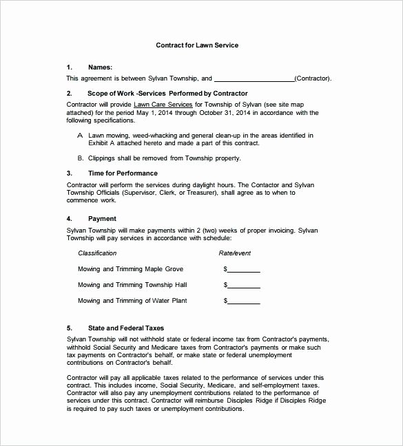 Landscaping Contract Template Free Unique Landscaping Contract Sample – Studiooneub