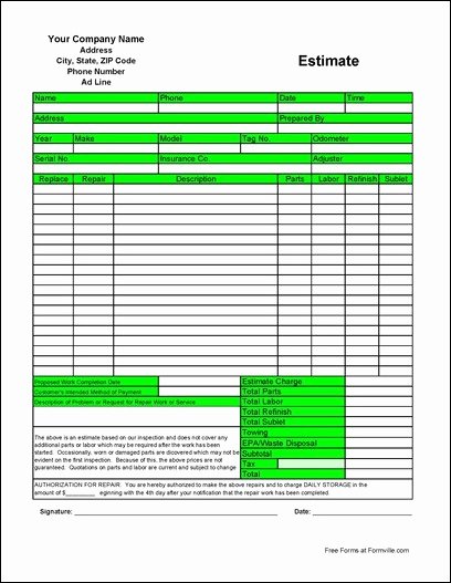 Landscaping Estimate Template Free Luxury Printable Estimate forms Lawn Care