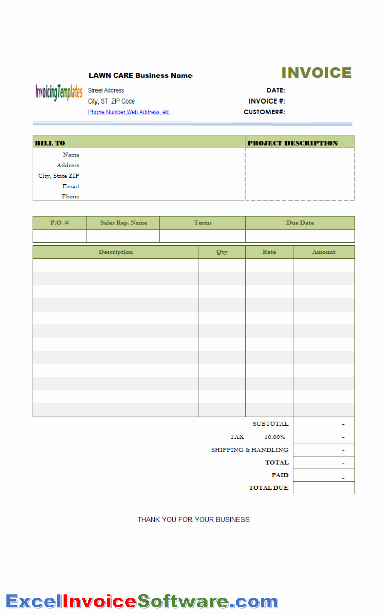 Landscaping Invoice Template Free Best Of Printable Lawn Care Invoice
