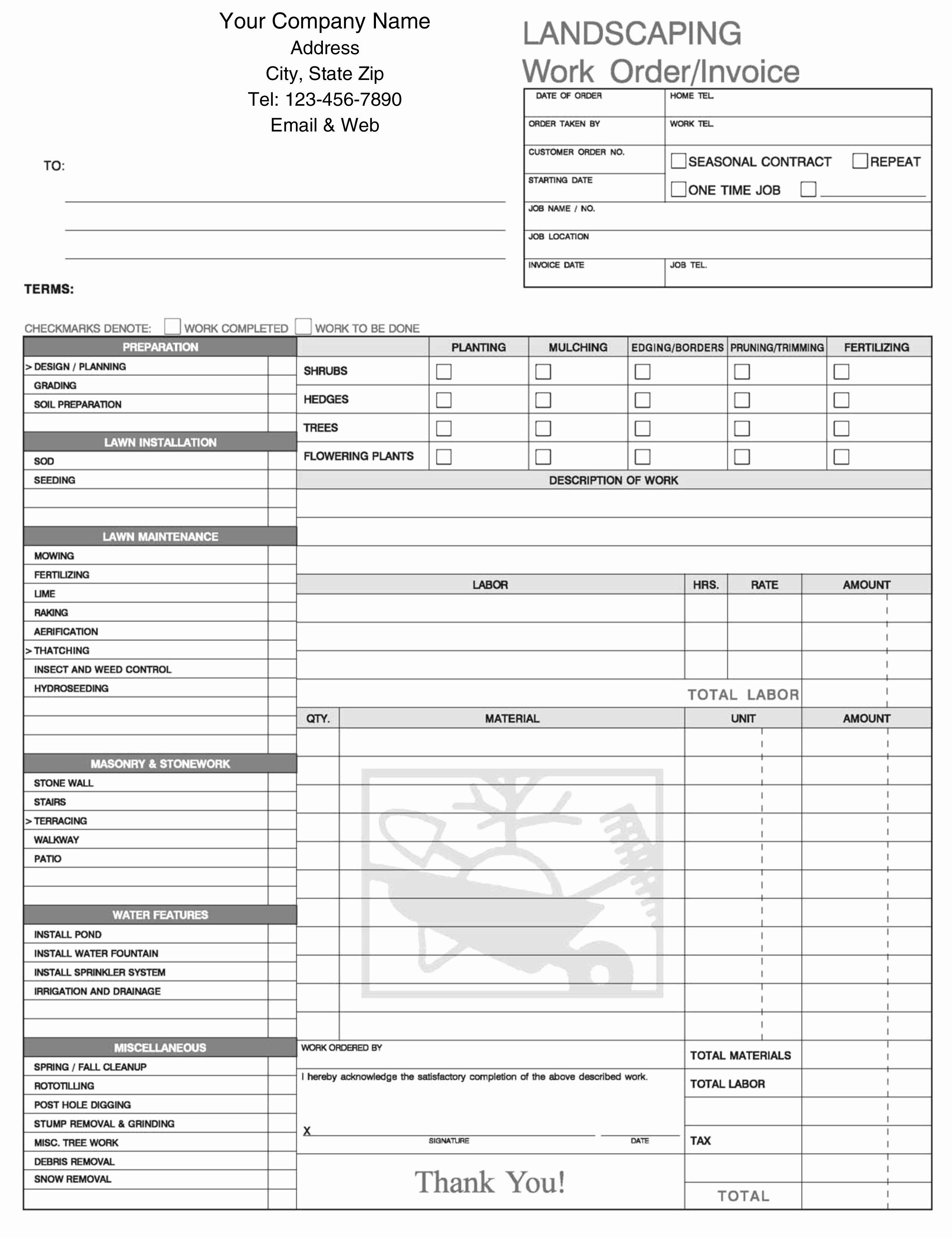 Landscaping Invoice Template Free New Landscaping Invoice Template