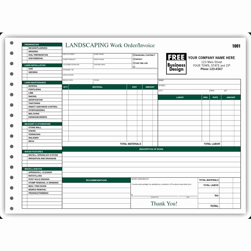Landscaping Invoice Template Free Unique Landscaping Invoice Work order