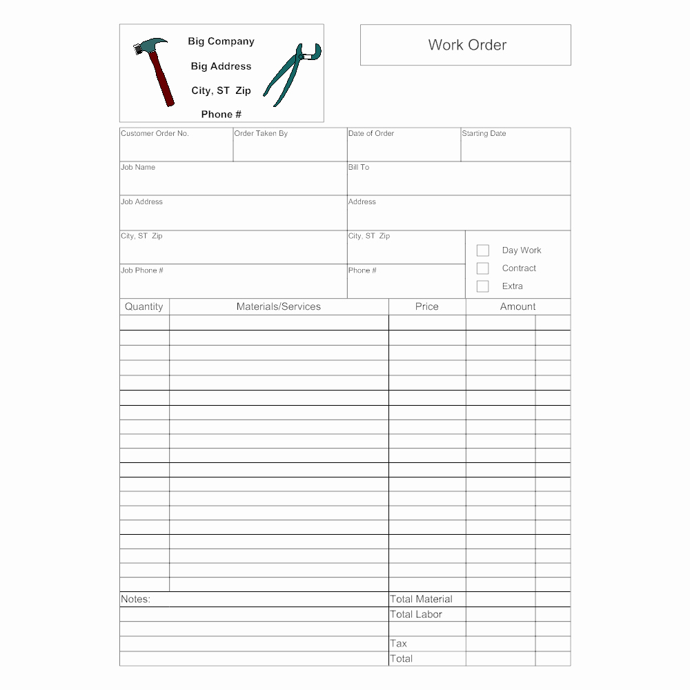 Landscaping Work order Template Beautiful Work order form