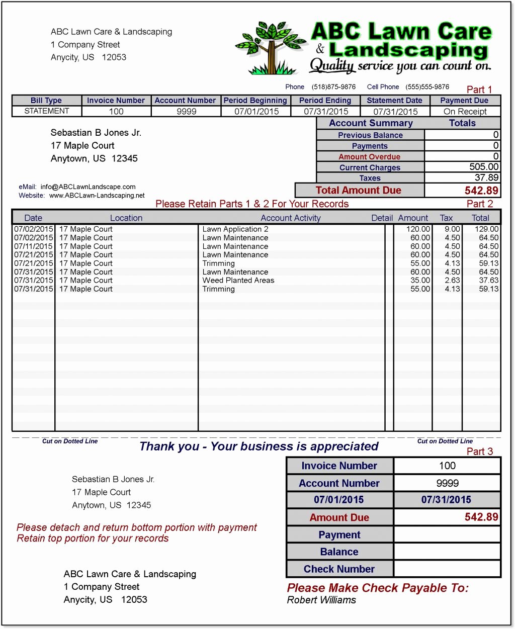 Landscaping Work order Template Fresh Landscaping Invoice Template