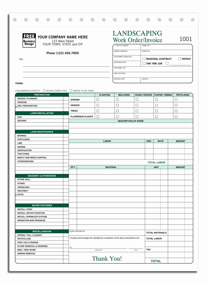 Landscaping Work order Template Luxury Lawn Care Invoice Template
