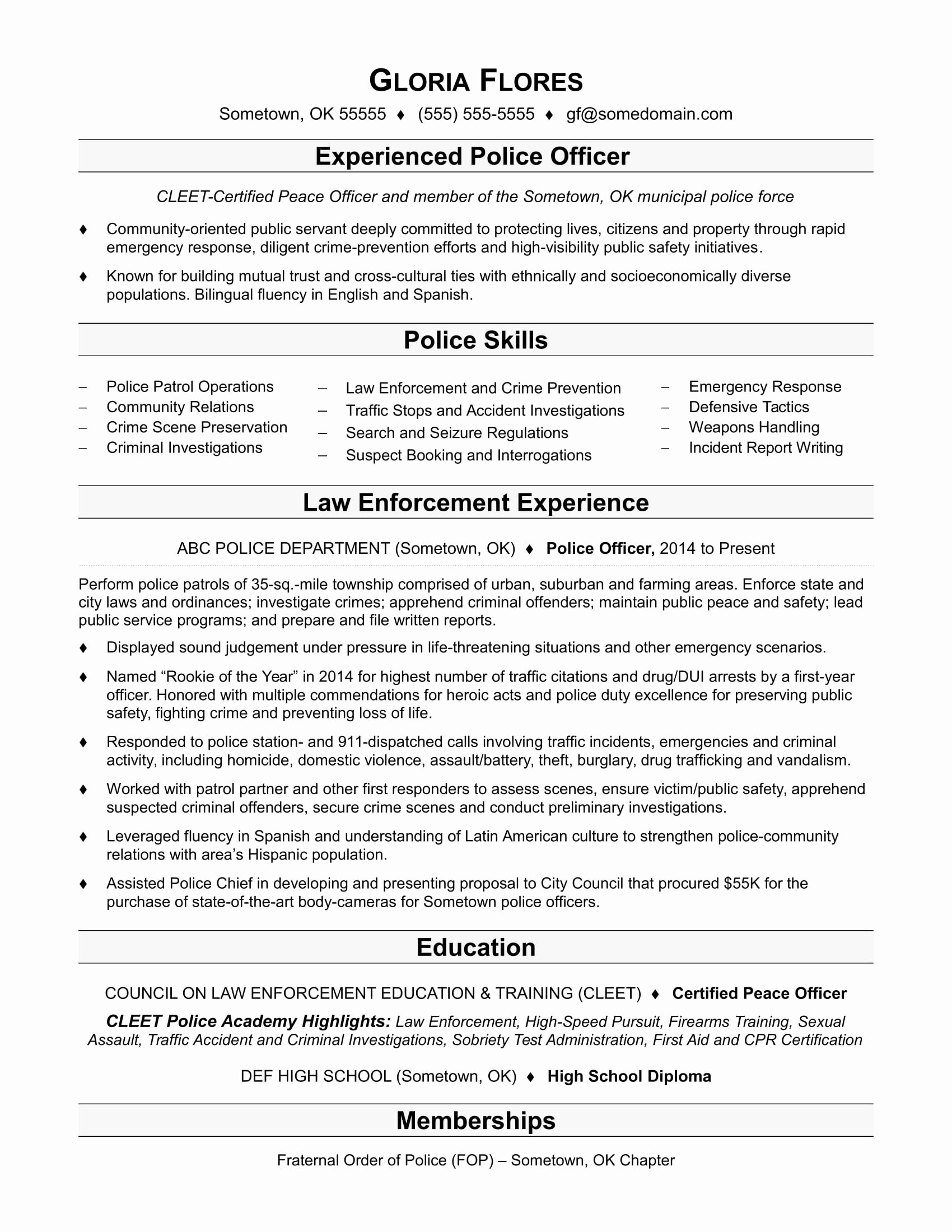 Law Enforcement Resume Template Awesome Police Ficer Resume Sample