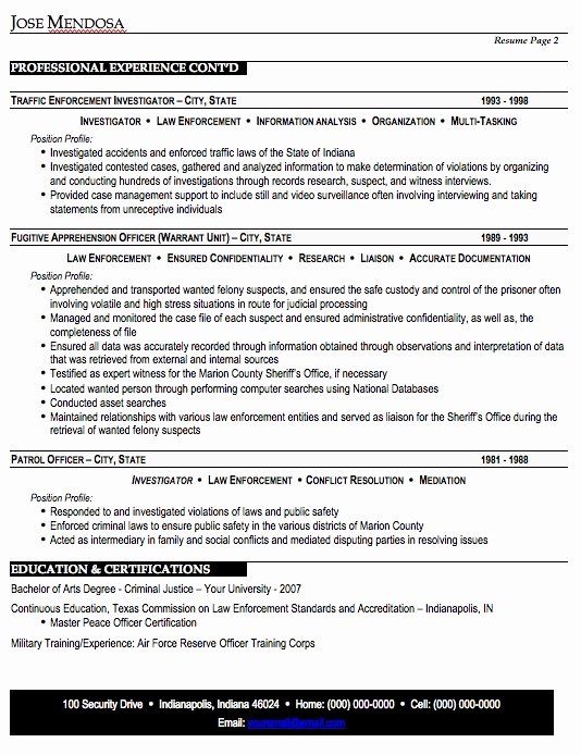 Law Enforcement Resume Template Inspirational Law Enforcement Resume Sample Free Resume Template