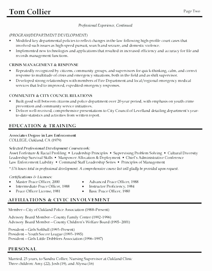 Law Enforcement Resume Template Inspirational Law Enforcement Resume Templates Sample Resume for Police