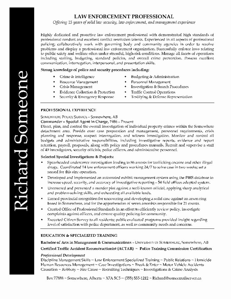 Law Enforcement Resume Template New Law Enforcement Professional Resume Richard Had A Lengthy