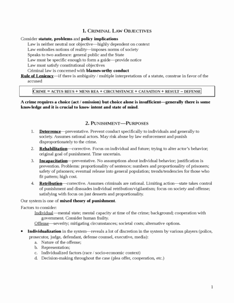 Law School Outline Template Inspirational Criminal Law Outlines