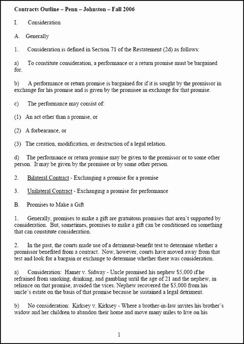 Law School Outline Template Lovely 26 Of Contract Outline Template