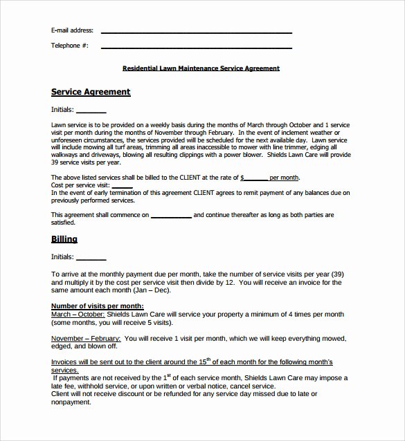Lawn Care Bid Template Awesome Lawn Service Contract Template 10 Download Documents In