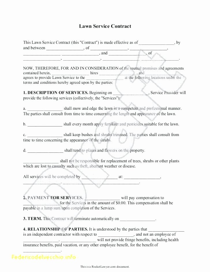 Lawn Care Contract Template Lovely Lawn Service Contract Template