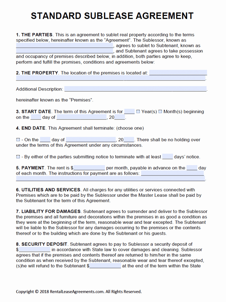Lease Purchase Agreement Template Fresh Free Printable Rental Lease Agreement Templates