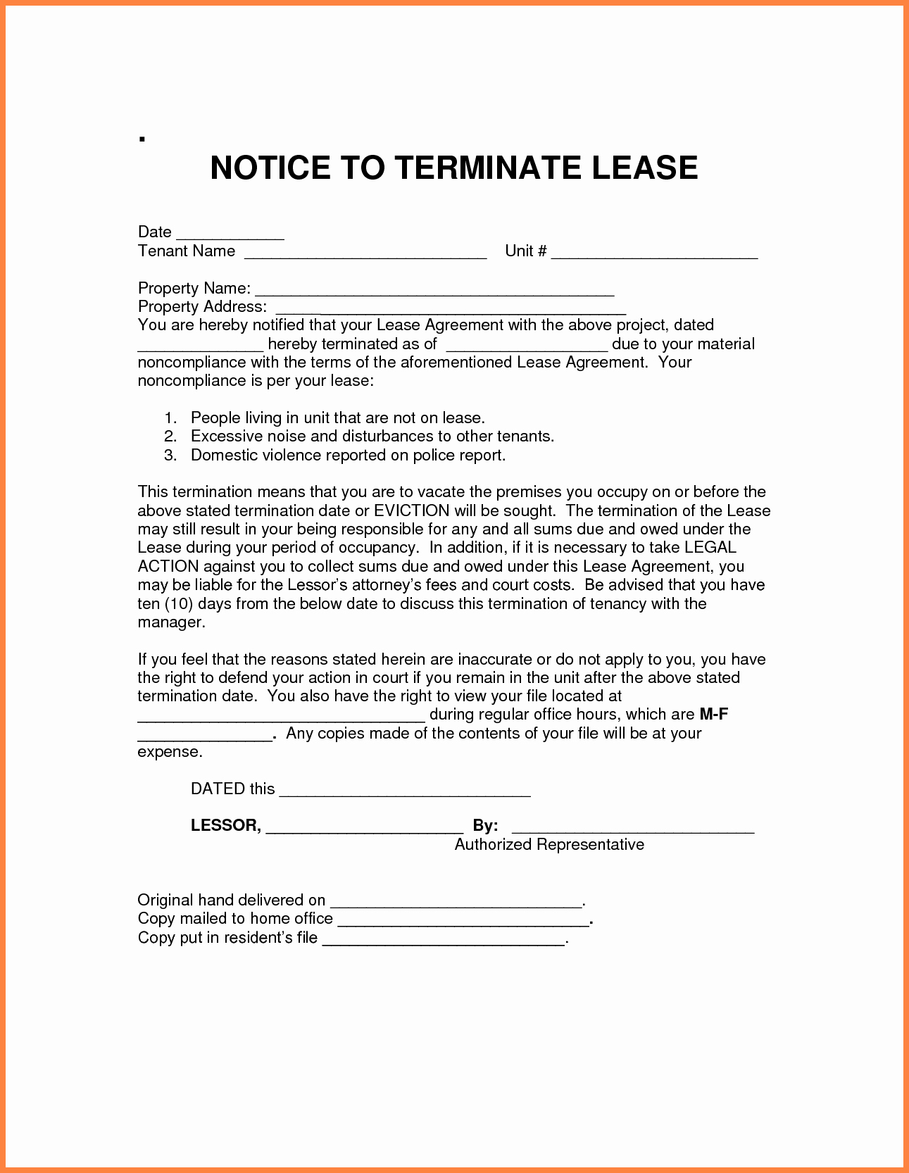 Lease Termination Agreement Template Awesome 7 Notice for Termination Of Rental Agreement