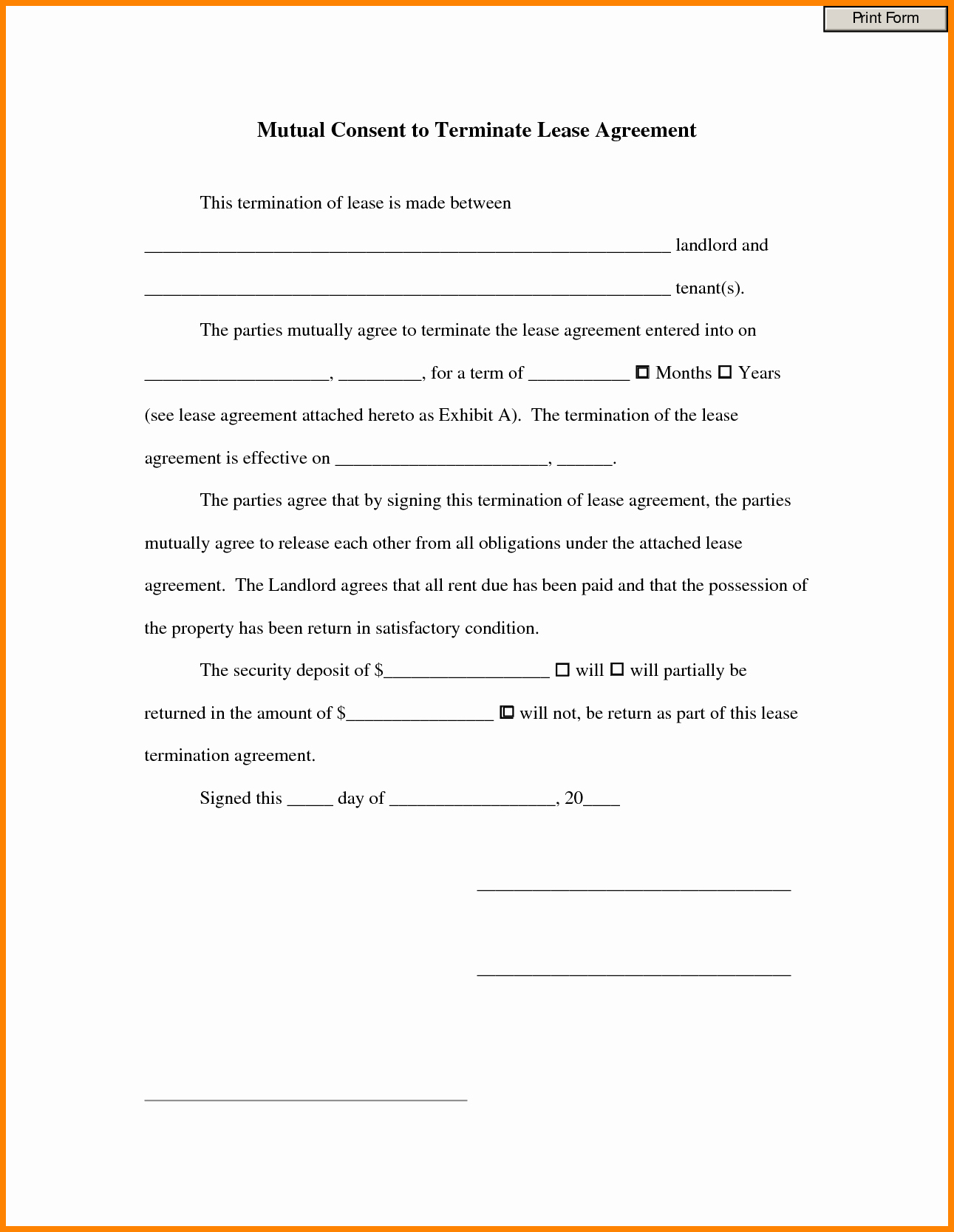 Lease Termination Agreement Template Lovely 5 Terminated Lease Agreement