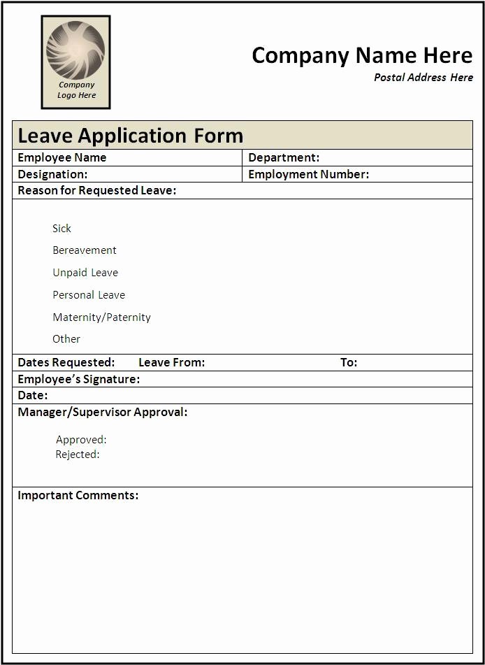 Leave Request form Template Awesome Sample Leave Application form
