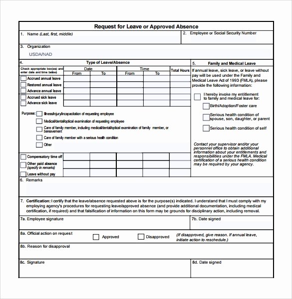 Leave Request form Template Best Of 14 Medical Leave form Templates to Download for Free