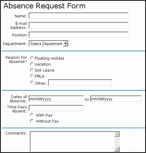Leave Request form Template Luxury formblock Server Control