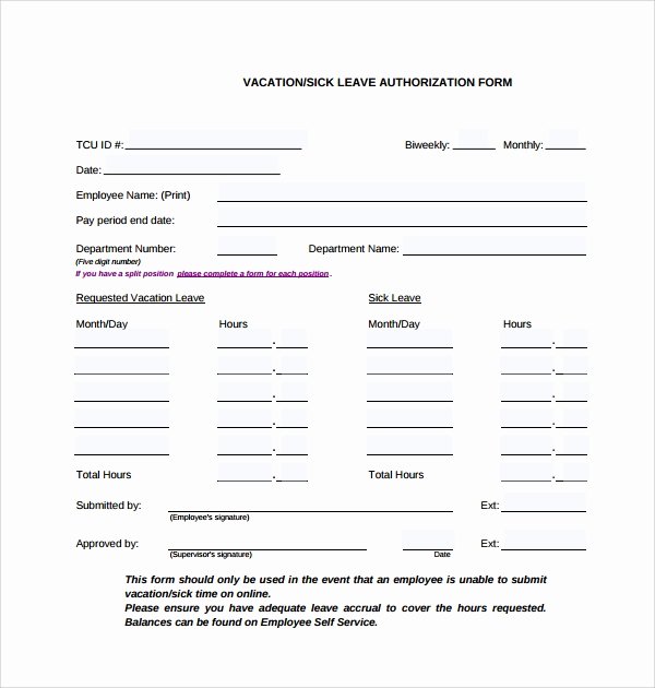 Leave Request form Template New 6 Sample Leave Authorization form Templates