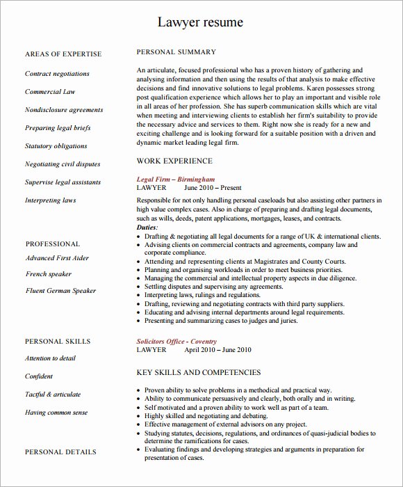 Legal Resume Template Word Beautiful 6 Sample Lawyer Resume Templates to Download