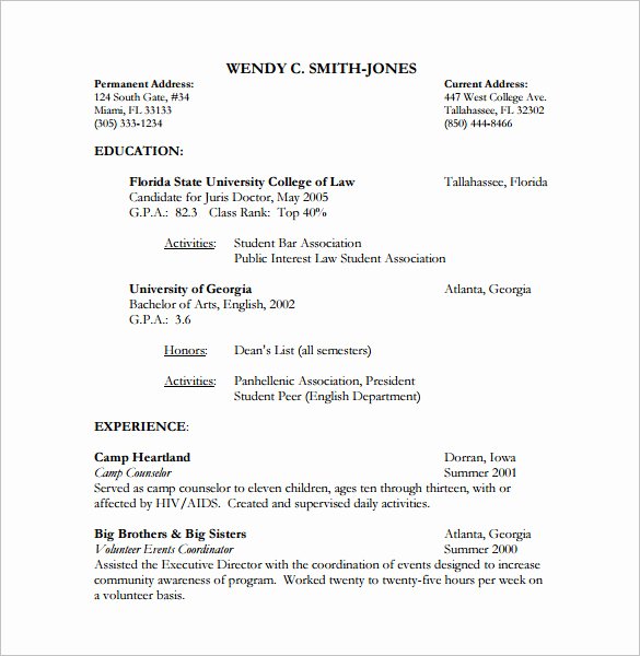 Legal Resume Template Word Fresh Legal Resume format F Resume