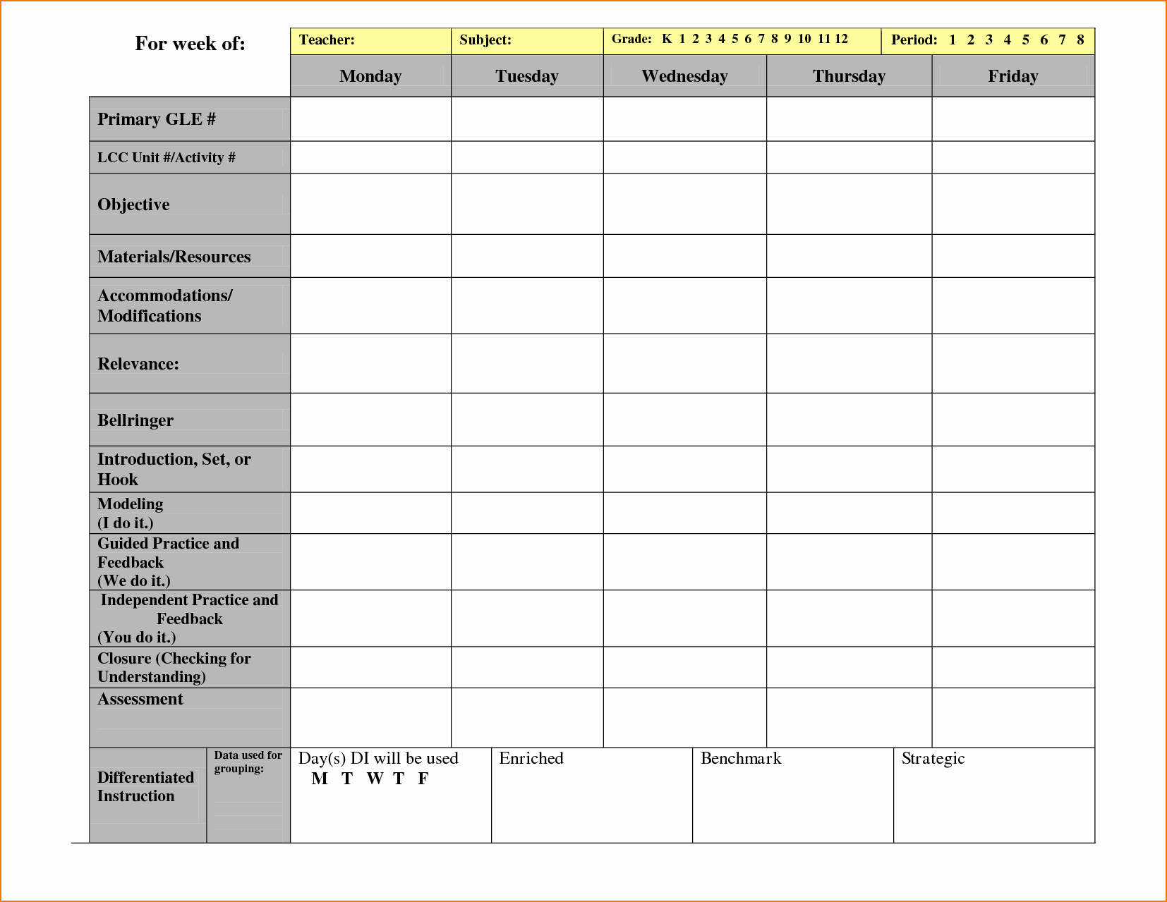 Lesson Plan Calendar Template Best Of 5 Free Lesson Plan Template