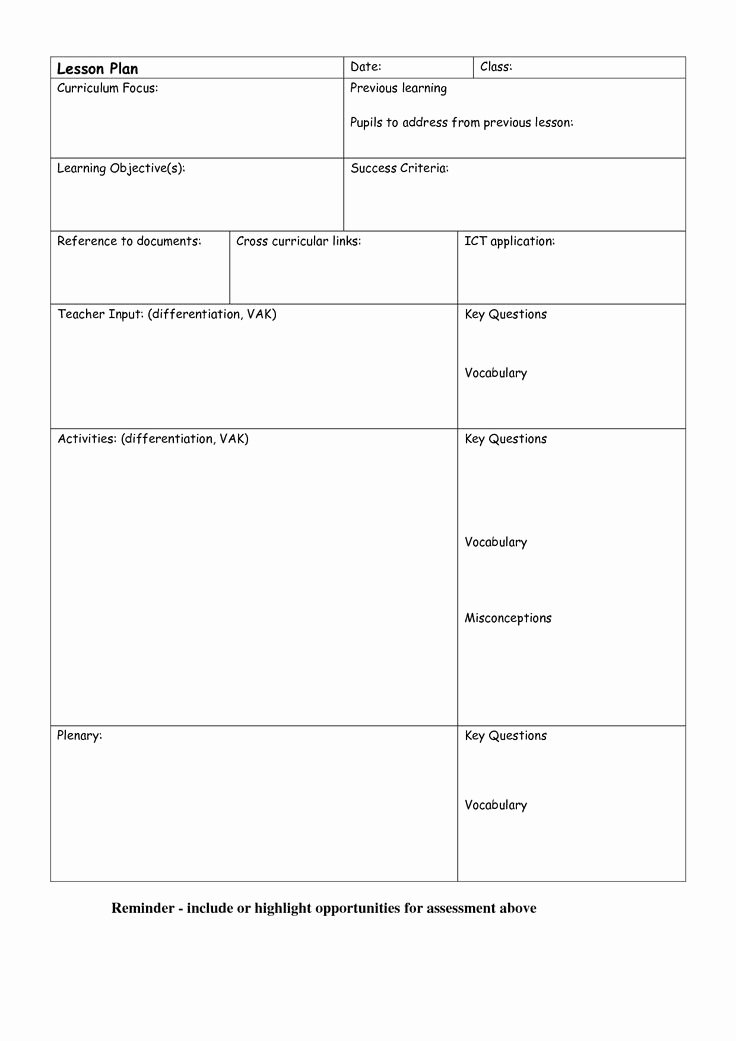 Lesson Plan Template Doc Lovely Printable Blank Lesson Plans form