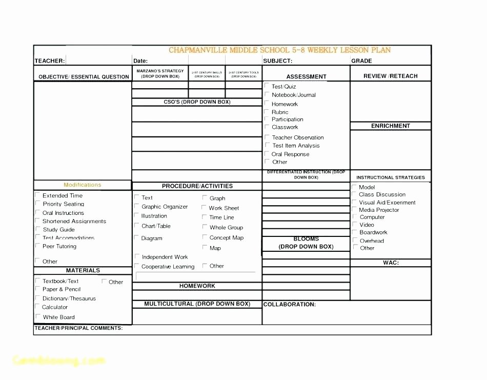 Lesson Plan Template Doc New Grade Mon Core Weekly Lesson Plan Template Math