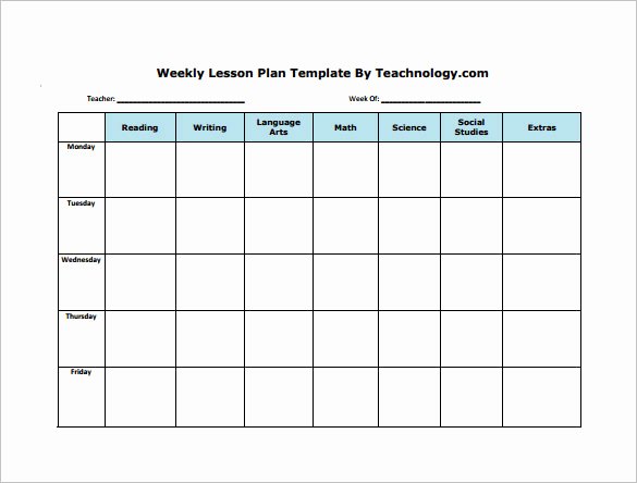 Lesson Plan Template Free Unique Weekly Lesson Plan Template 9 Free Sample Example